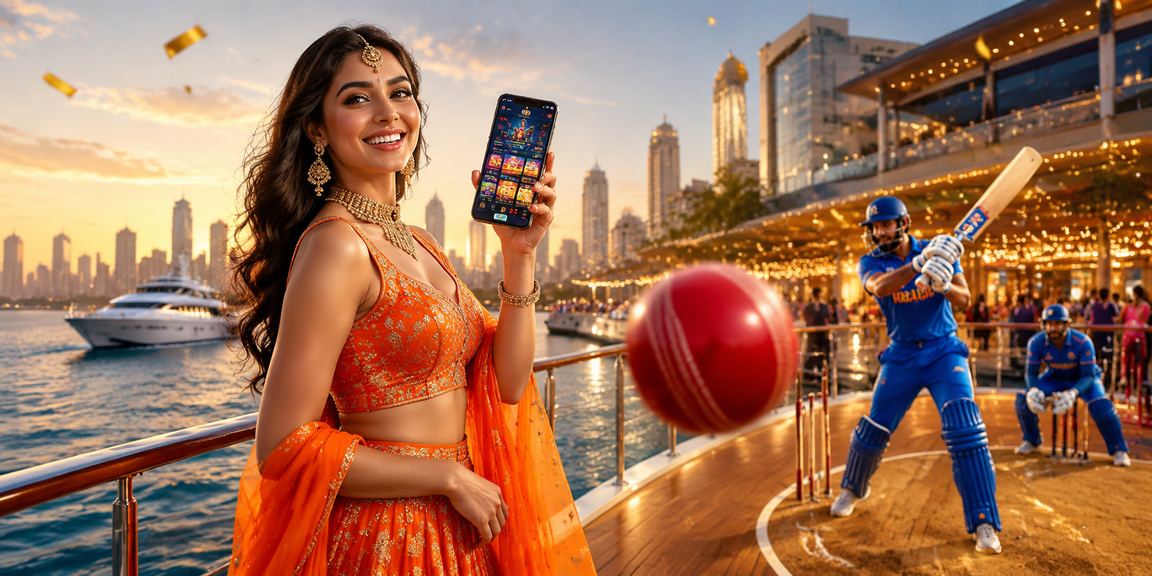 Cricket betting scene with Indian audience and players