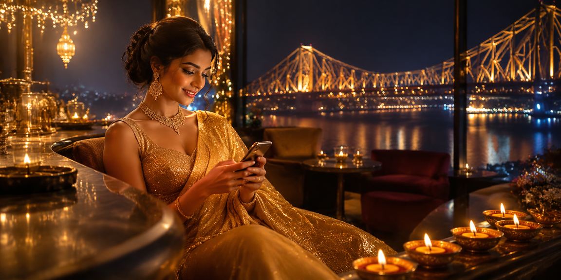 Mobile device showing secure login for online casino during Diwali festival